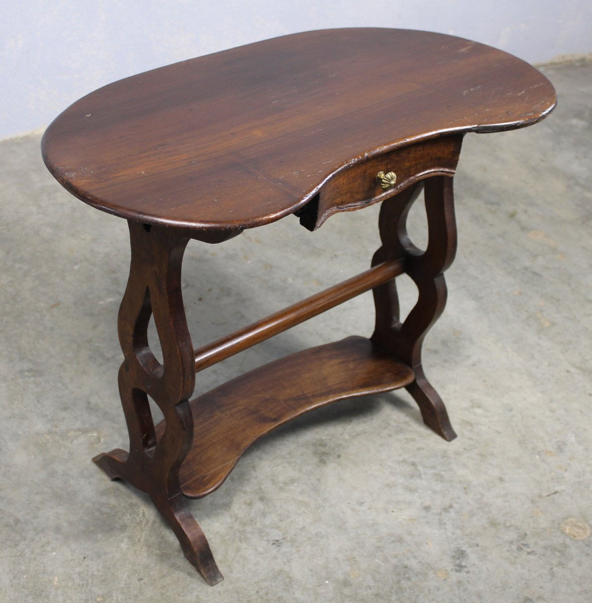 Table Rognon Table d'Appoint Table Volante De Salon En Noyer époque Charles X 19ème-photo-2