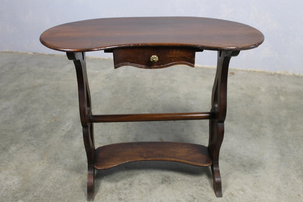 Table Rognon Table d'Appoint Table Volante De Salon En Noyer époque Charles X 19ème-photo-4