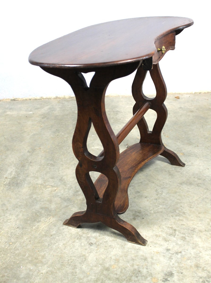 Table Rognon Table d'Appoint Table Volante De Salon En Noyer époque Charles X 19ème-photo-1