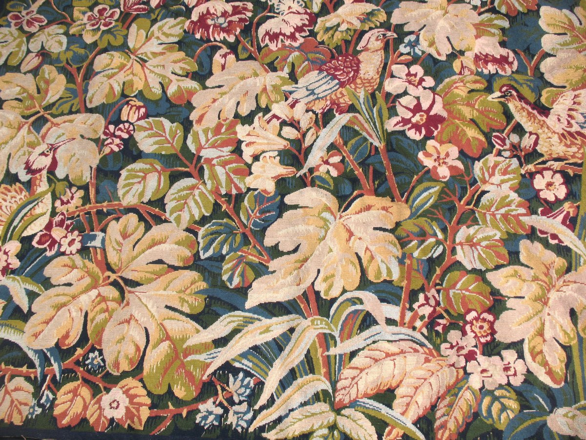 Tapisserie style Renaissance verdure aux oiseaux ép.  20ème  d : 183 x 119 cm-photo-3