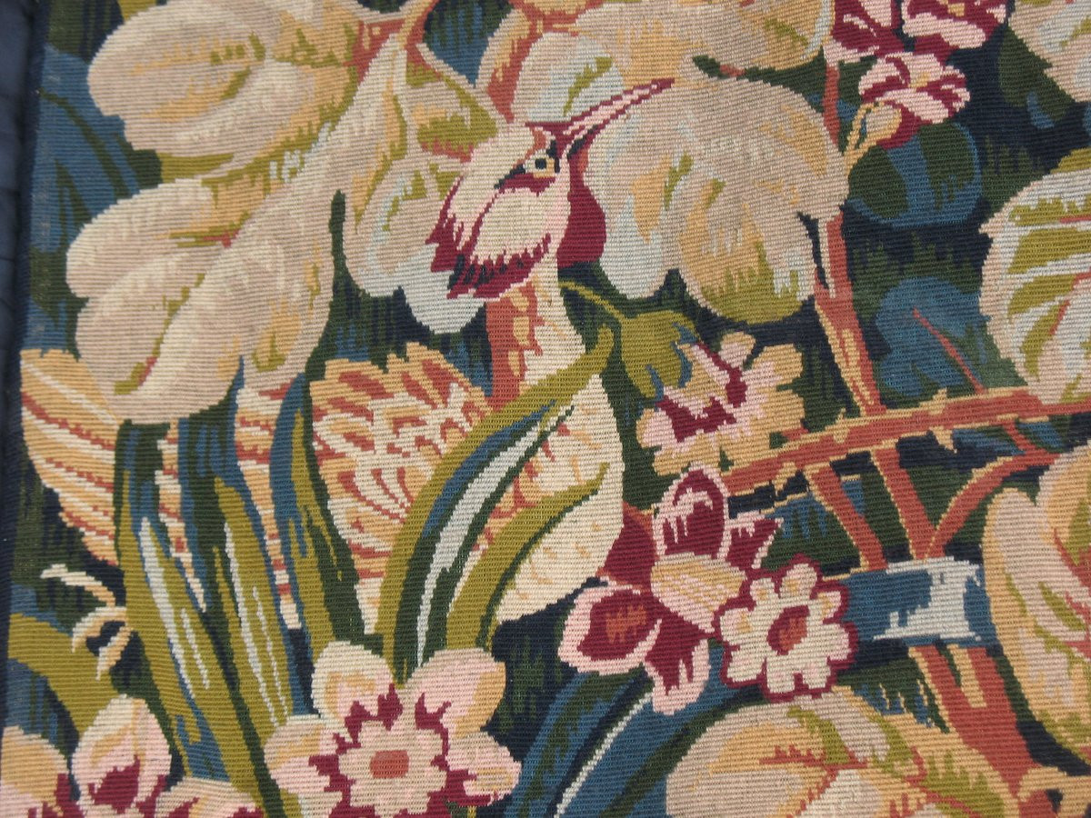 Tapisserie style Renaissance verdure aux oiseaux ép.  20ème  d : 183 x 119 cm-photo-2