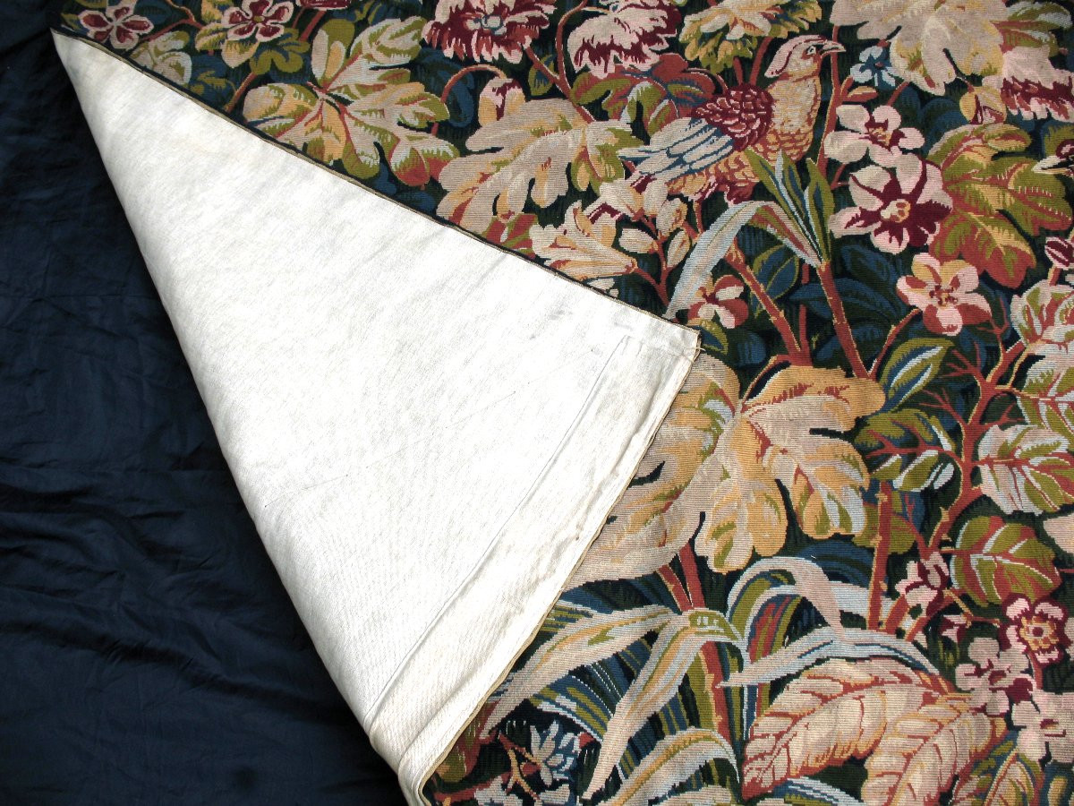 Tapisserie style Renaissance verdure aux oiseaux ép.  20ème  d : 183 x 119 cm-photo-5