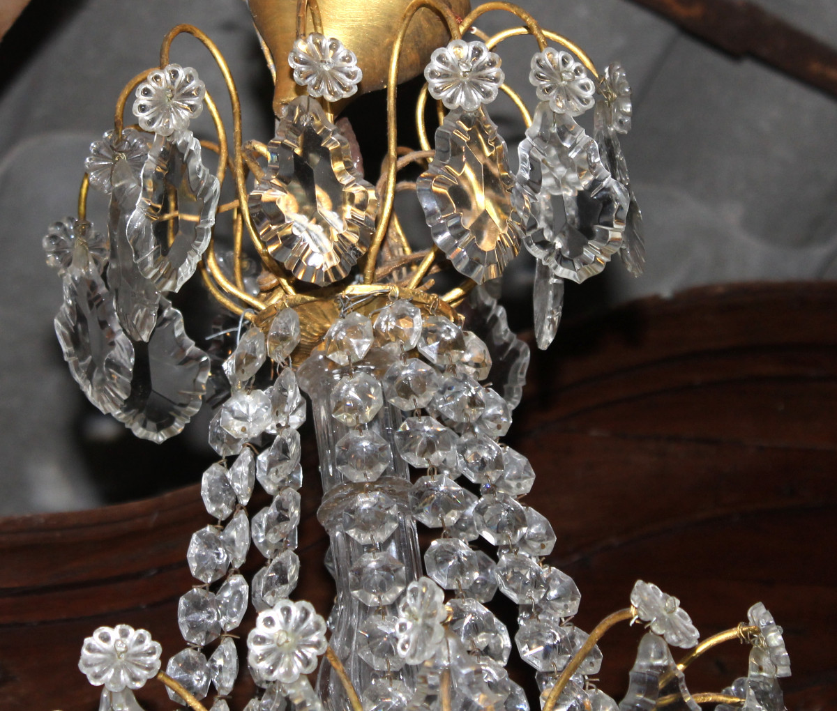 Bronze Chandelier With 12 Pendants Early 20th Century Period-photo-8