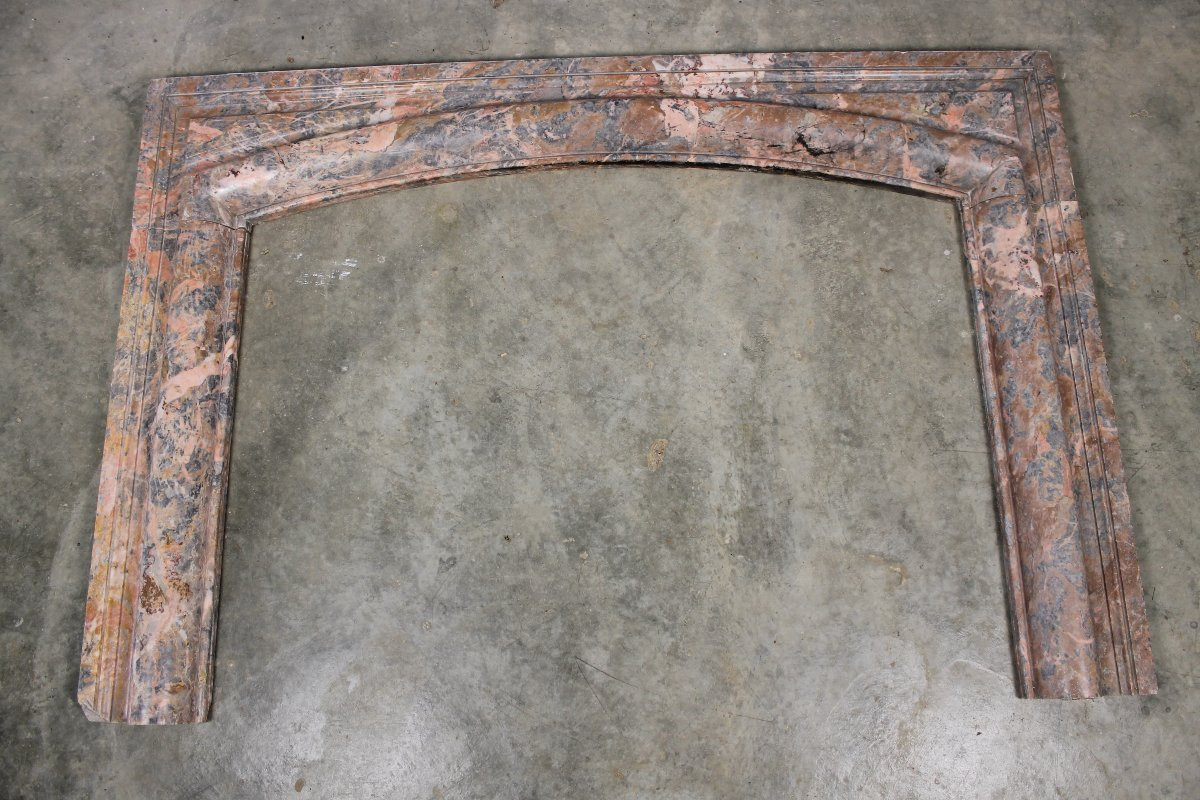 Façade de cheminée en marbre mouluré de Sarrancolin style Louis XIV époque 19ème-photo-2