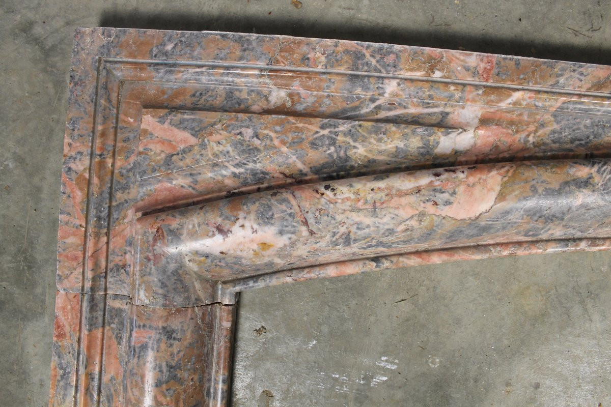 Façade de cheminée en marbre mouluré de Sarrancolin style Louis XIV époque 19ème-photo-3