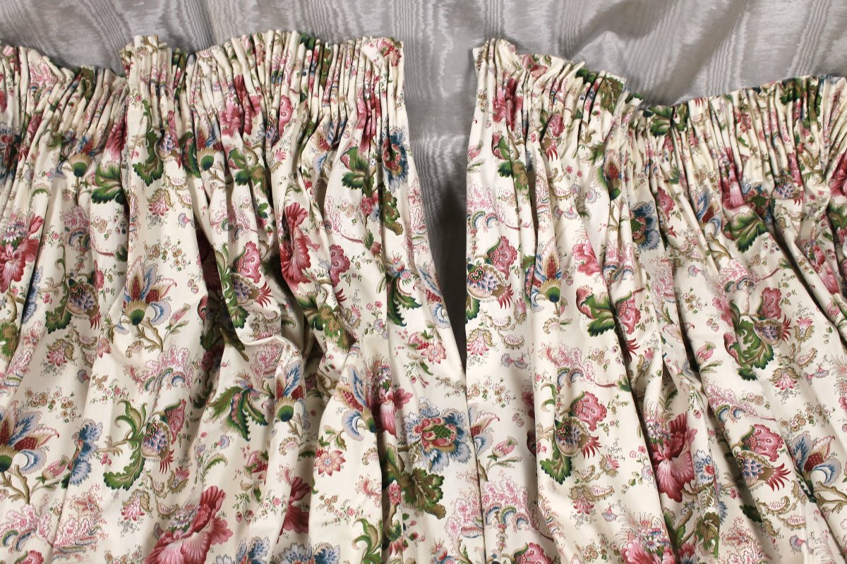 Pair Of Indian-style Chintz Curtains - Length: 3 Meters-photo-3