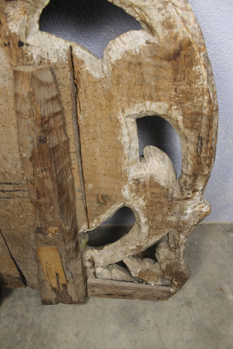 Boiserie en bois doré sculpté armoiries - blason polychrome époque Louis XIV - 17ème -photo-8