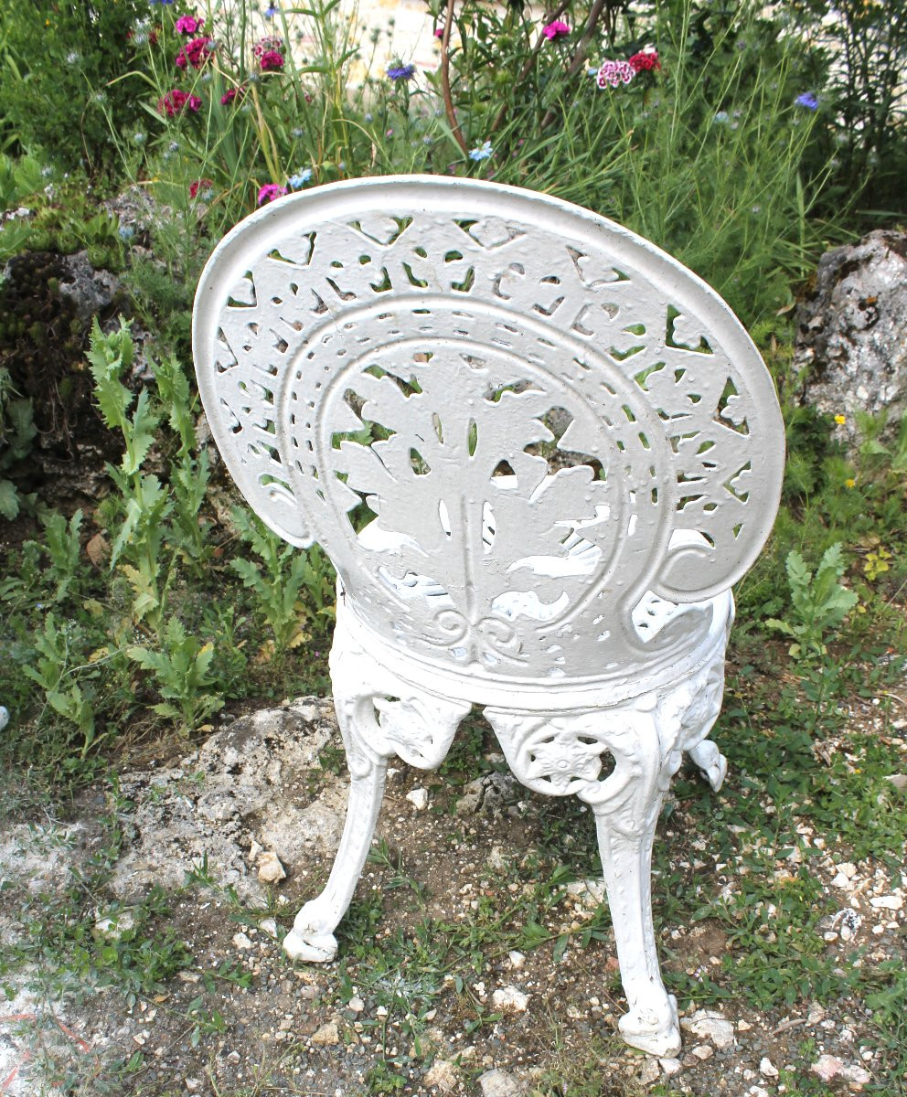 Salon de jardin style Art Nouveau en fonte d'aluminium peint en blanc époque 20ème-photo-1