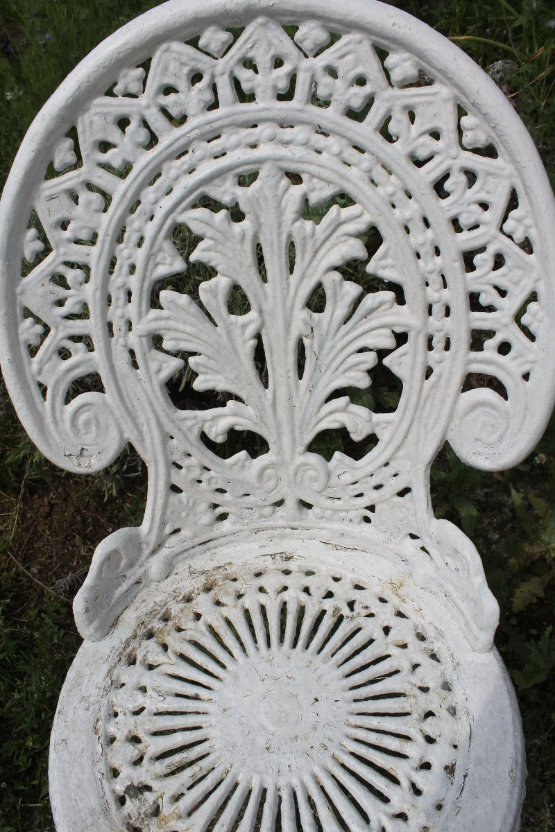 Salon de jardin style Art Nouveau en fonte d'aluminium peint en blanc époque 20ème-photo-5