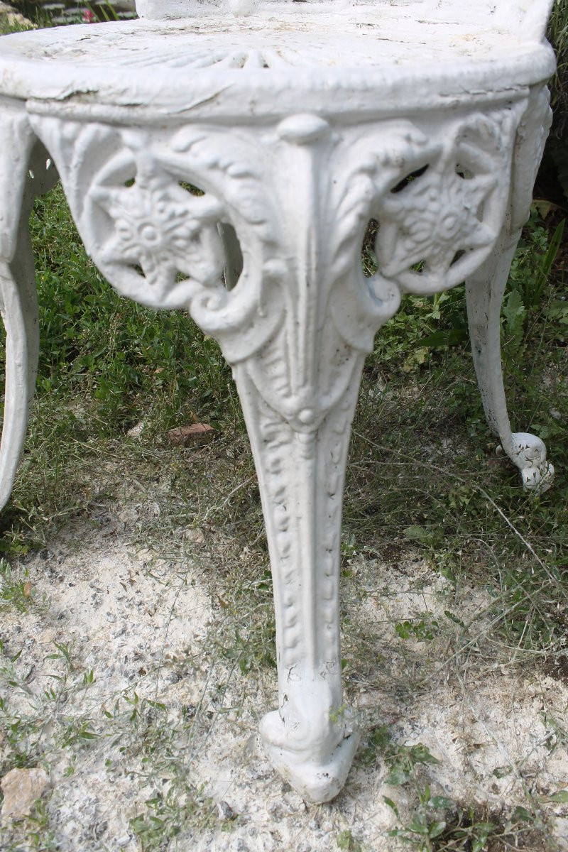 Salon de jardin style Art Nouveau en fonte d'aluminium peint en blanc époque 20ème-photo-6