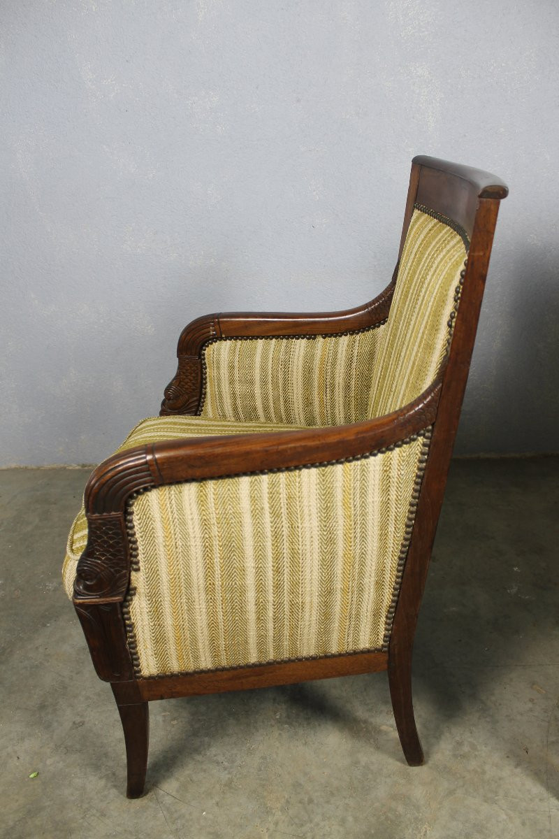 Pair Of Fruitwood Bergères 19th Century Empire Period-photo-4