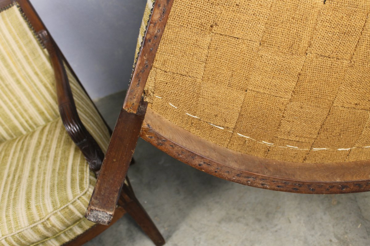 Pair Of Fruitwood Bergères 19th Century Empire Period-photo-8