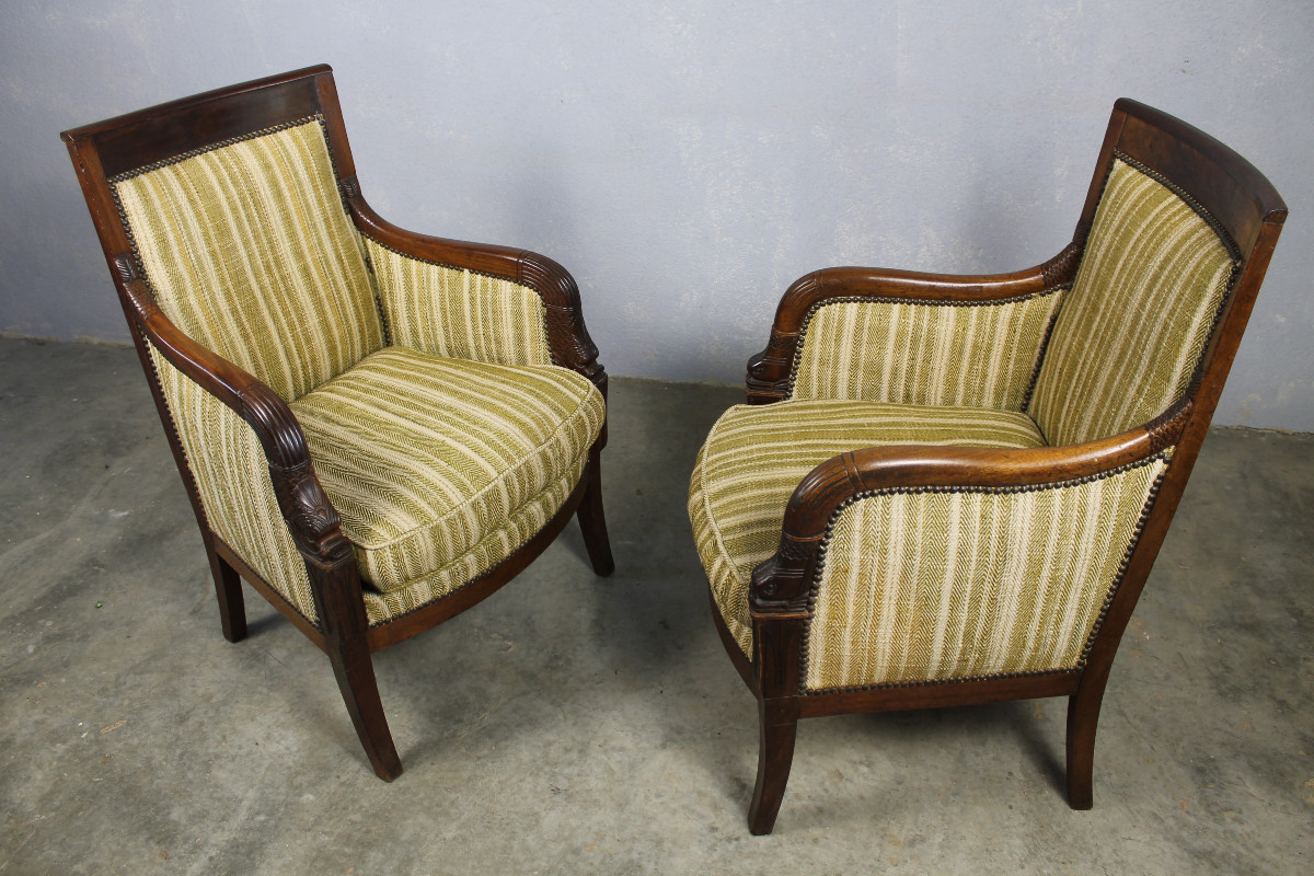 Pair Of Fruitwood Bergères 19th Century Empire Period
