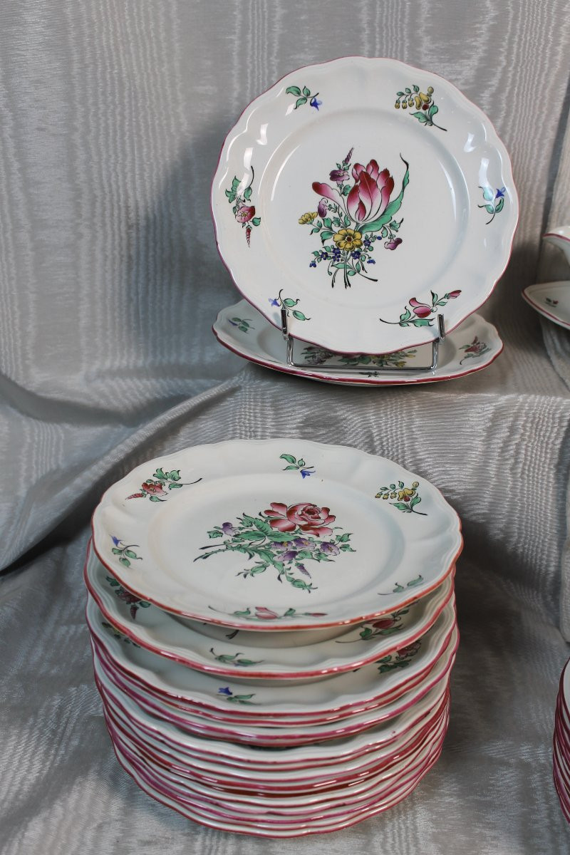 Lunéville Earthenware Dinner Service, Reverbère Décor, 20th Century-photo-2