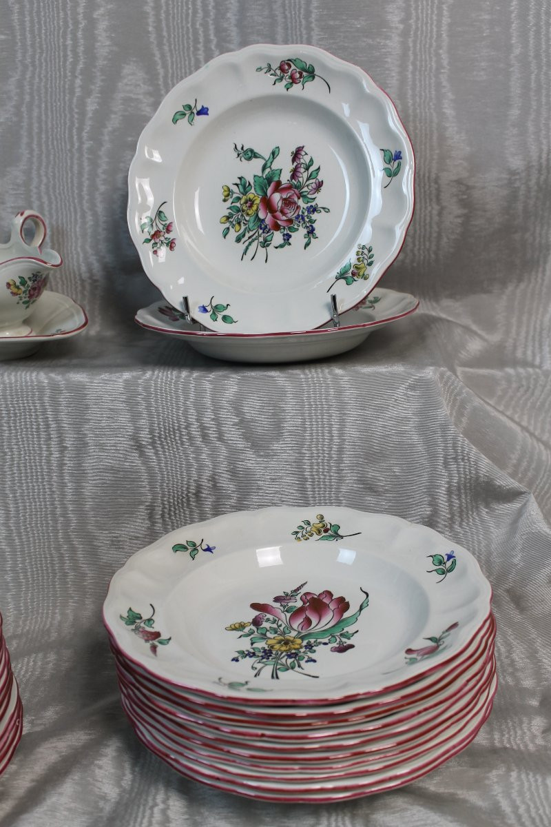 Lunéville Earthenware Dinner Service, Reverbère Décor, 20th Century-photo-4