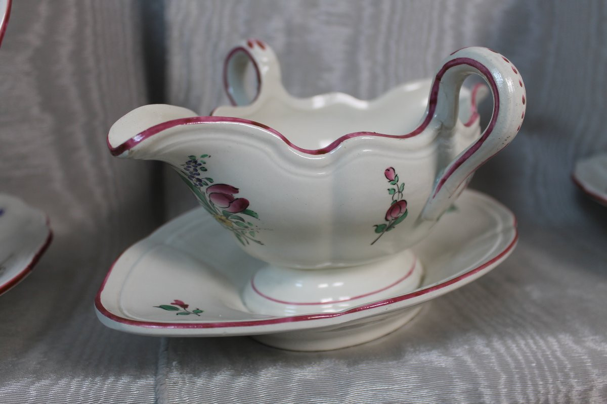 Lunéville Earthenware Dinner Service, Reverbère Décor, 20th Century-photo-1