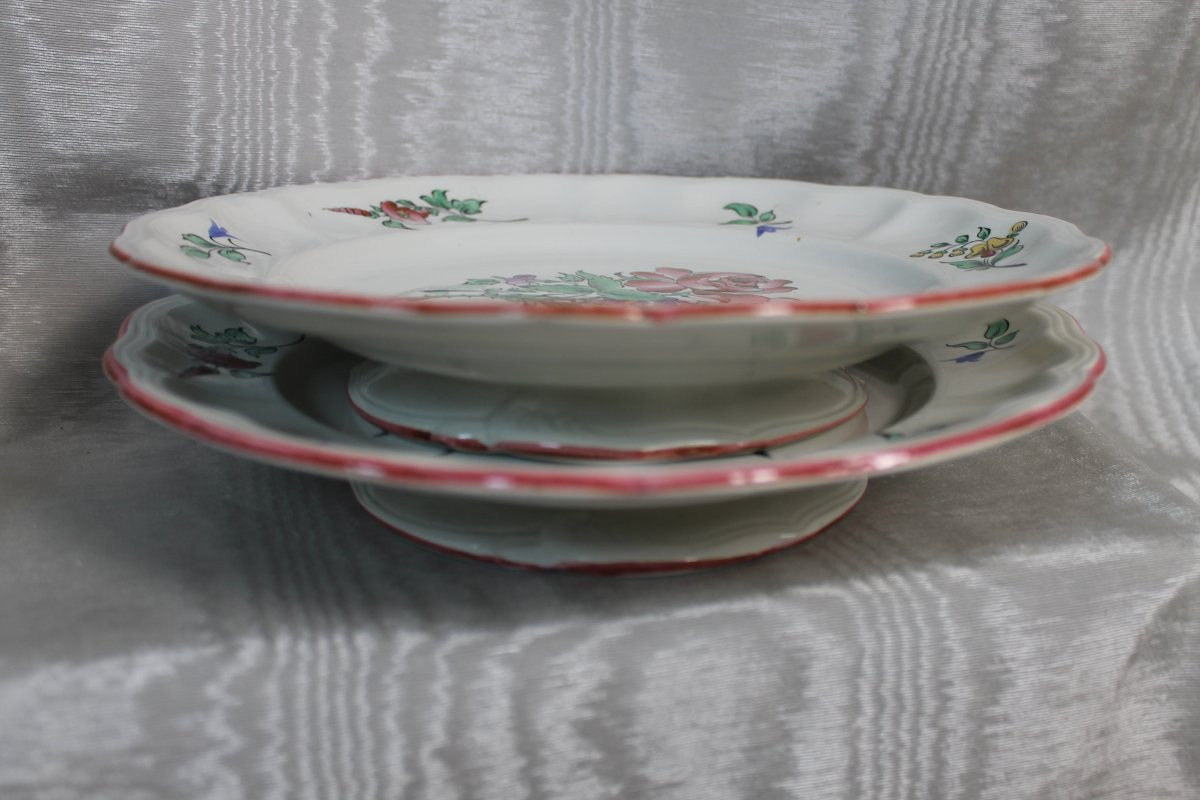 Lunéville Earthenware Dinner Service, Reverbère Décor, 20th Century-photo-2