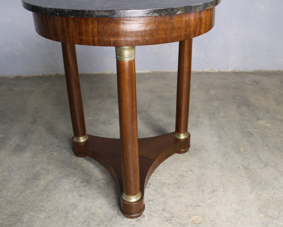 Guéridon de style Empire en acajou et bronze avec dessus marbre noir époque 19ème-photo-4