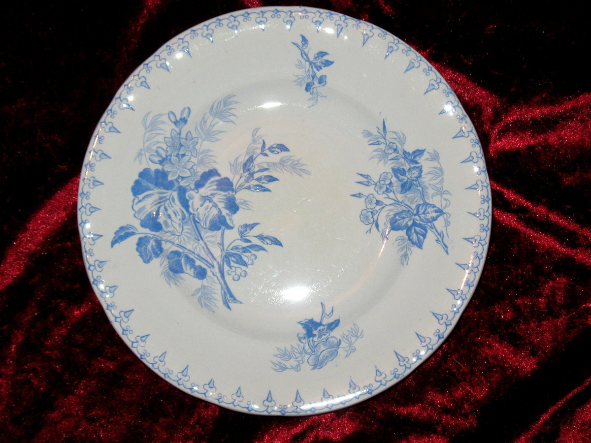 Sarreguemines Earthenware Dinner Service With Flore Décor 107 Pieces 19th Century-photo-6