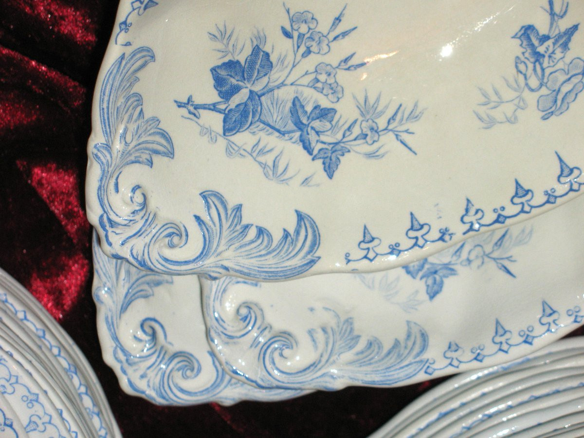 Sarreguemines Earthenware Dinner Service With Flore Décor 107 Pieces 19th Century-photo-7