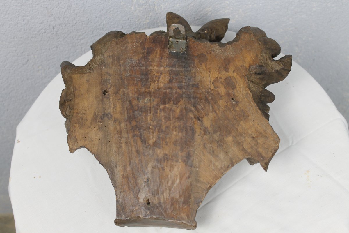 Carved Wood Decorated With A Bouquet Of Roses In A Basket, Mid-19th Century-photo-5