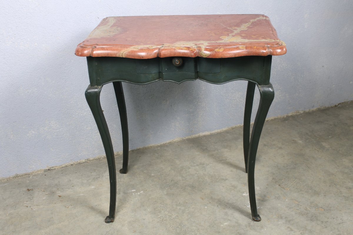 Console époque Louis XV avec façade arbalète et dessus en marbre des Pyrénées époque 18ème-photo-2