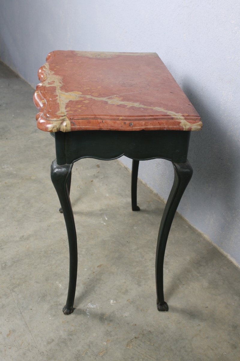 Console époque Louis XV avec façade arbalète et dessus en marbre des Pyrénées époque 18ème-photo-3