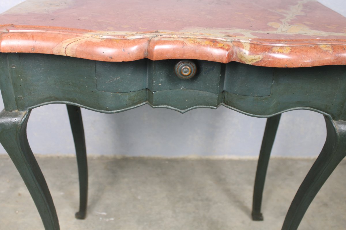 Console époque Louis XV avec façade arbalète et dessus en marbre des Pyrénées époque 18ème-photo-1