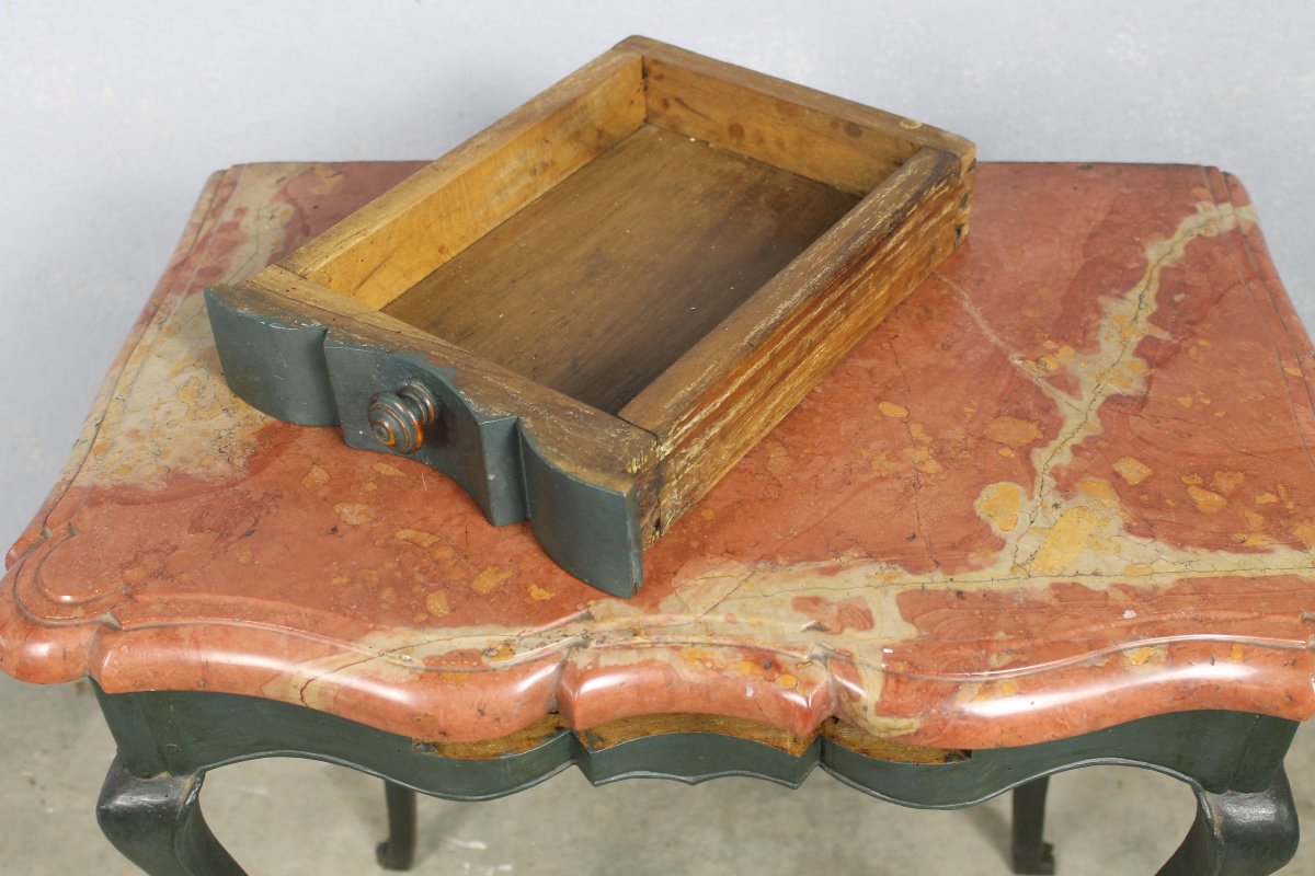 Console époque Louis XV avec façade arbalète et dessus en marbre des Pyrénées époque 18ème-photo-5