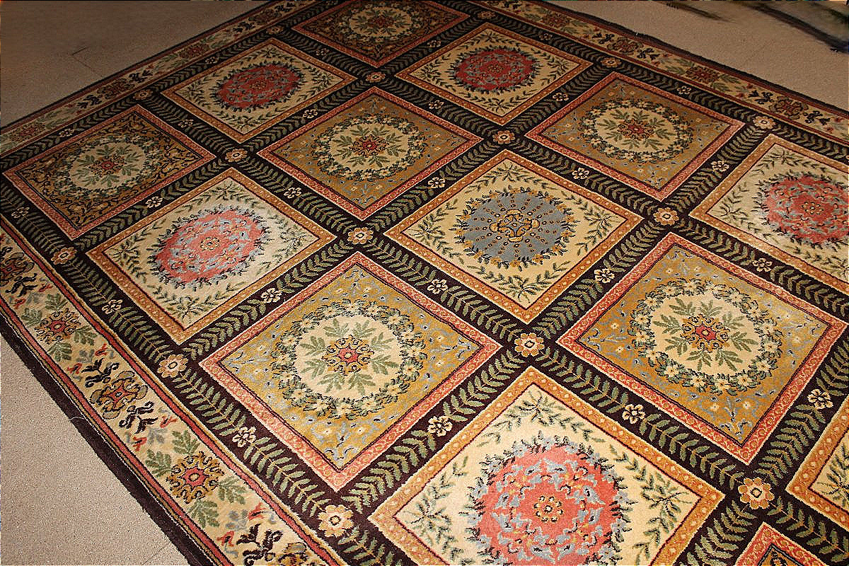 Empire-style Rug Made Of Pure Wool, 20th Century: 294 X 202 Cm-photo-3