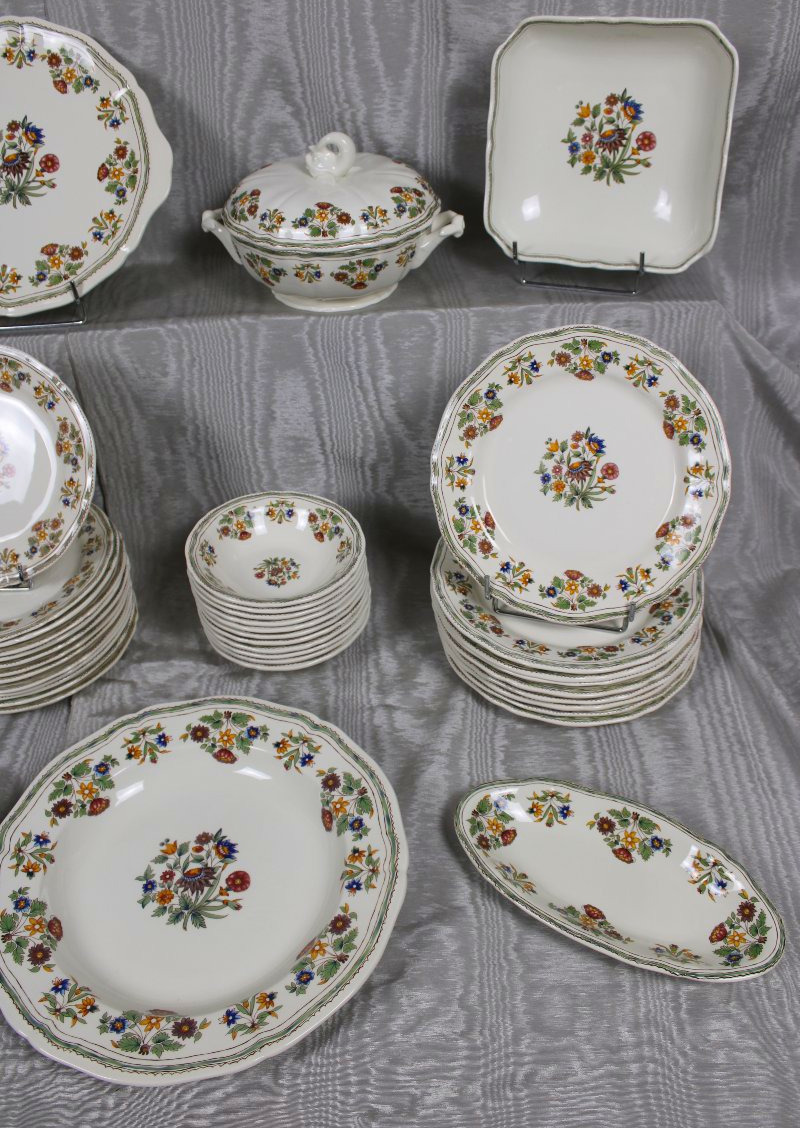 Service de table en faïence de Gien décor Moustiers Olérys époque 20ème Etat parfait-photo-3