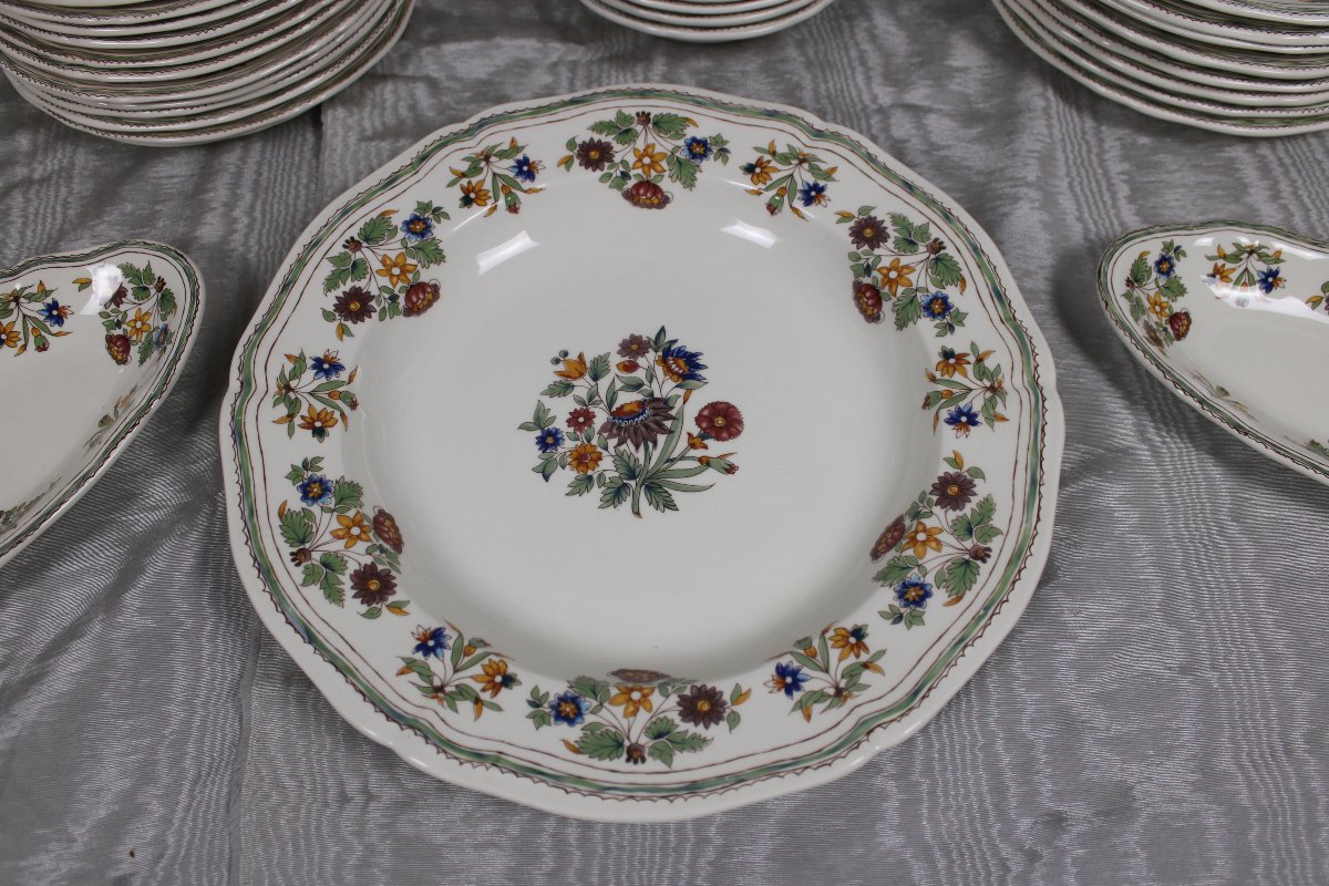 Service de table en faïence de Gien décor Moustiers Olérys époque 20ème Etat parfait-photo-4