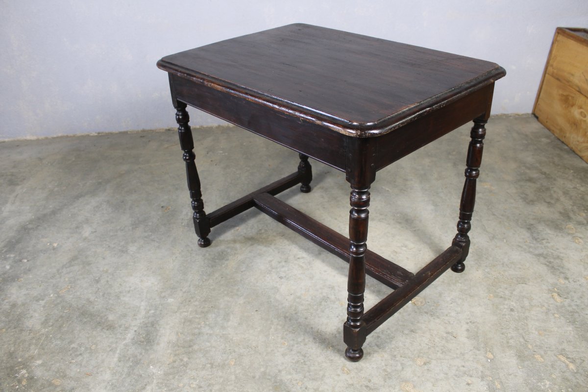 Table à écrire bureau Louis XIV en bois fruitier avec 1 tiroir époque 18ème-photo-3