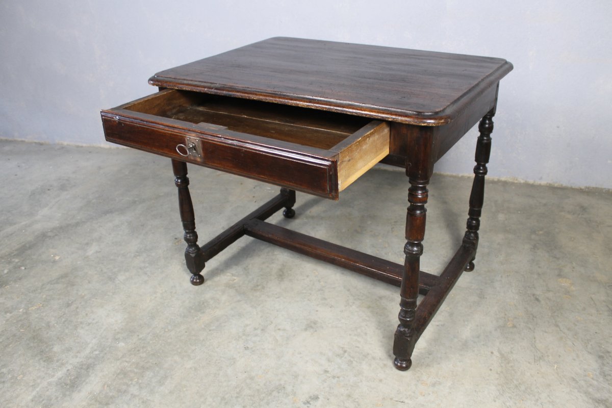 Table à écrire bureau Louis XIV en bois fruitier avec 1 tiroir époque 18ème-photo-1