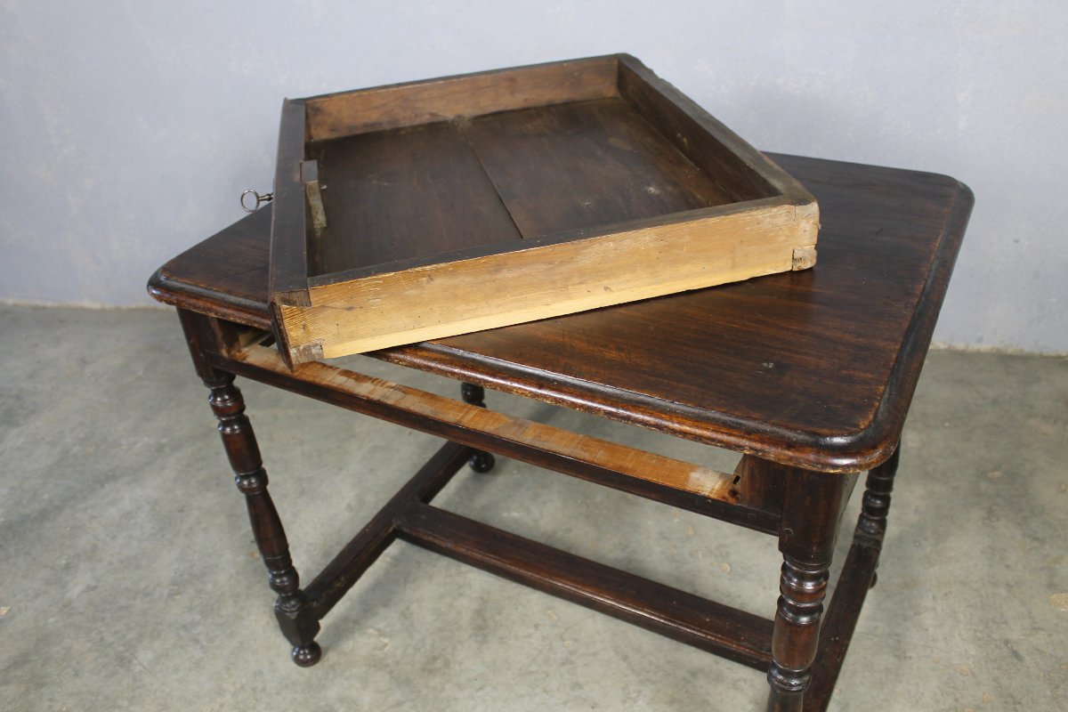 Table à écrire bureau Louis XIV en bois fruitier avec 1 tiroir époque 18ème-photo-2