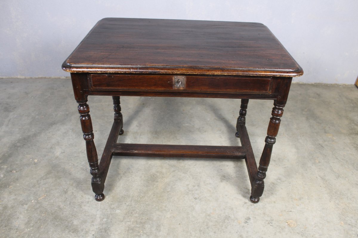 Table à écrire bureau Louis XIV en bois fruitier avec 1 tiroir époque 18ème-photo-4