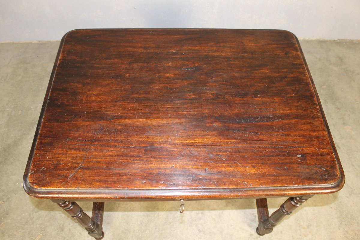Table à écrire bureau Louis XIV en bois fruitier avec 1 tiroir époque 18ème-photo-5