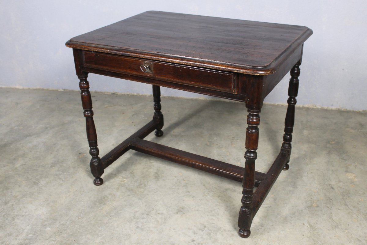 Table à écrire bureau Louis XIV en bois fruitier avec 1 tiroir époque 18ème