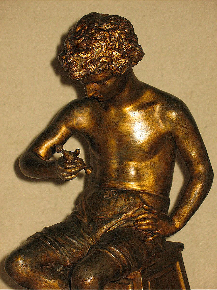 Couple à l'antique sculptures sur socle en poirier noirçi époque Napoléon III 19ème-photo-5