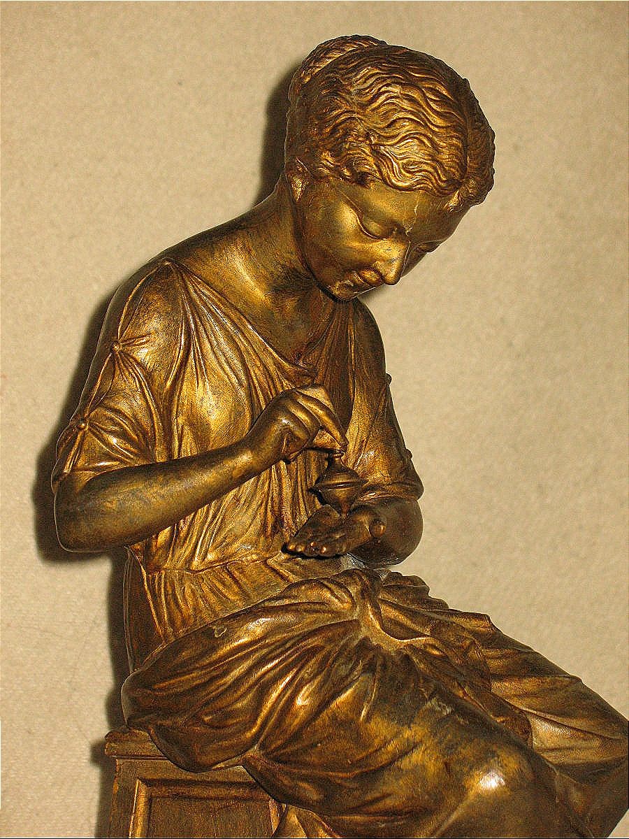 Couple à l'antique sculptures sur socle en poirier noirçi époque Napoléon III 19ème-photo-6