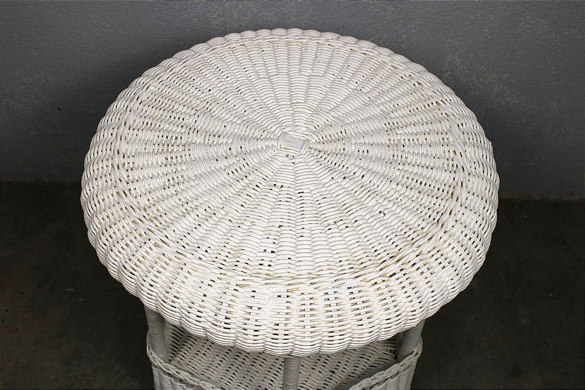 Table guéridon en rotin laqué blanc pour jardin d'hiver style Art Nouveau-photo-5
