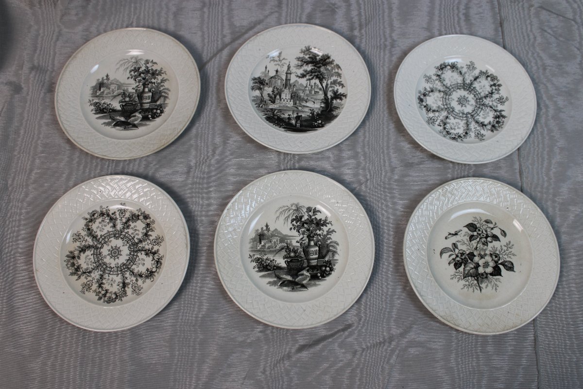 6 Dessert Plates With A Wickerwork Design, Made Of Fine Bordeaux Earthenware, By David Johnston -photo-2