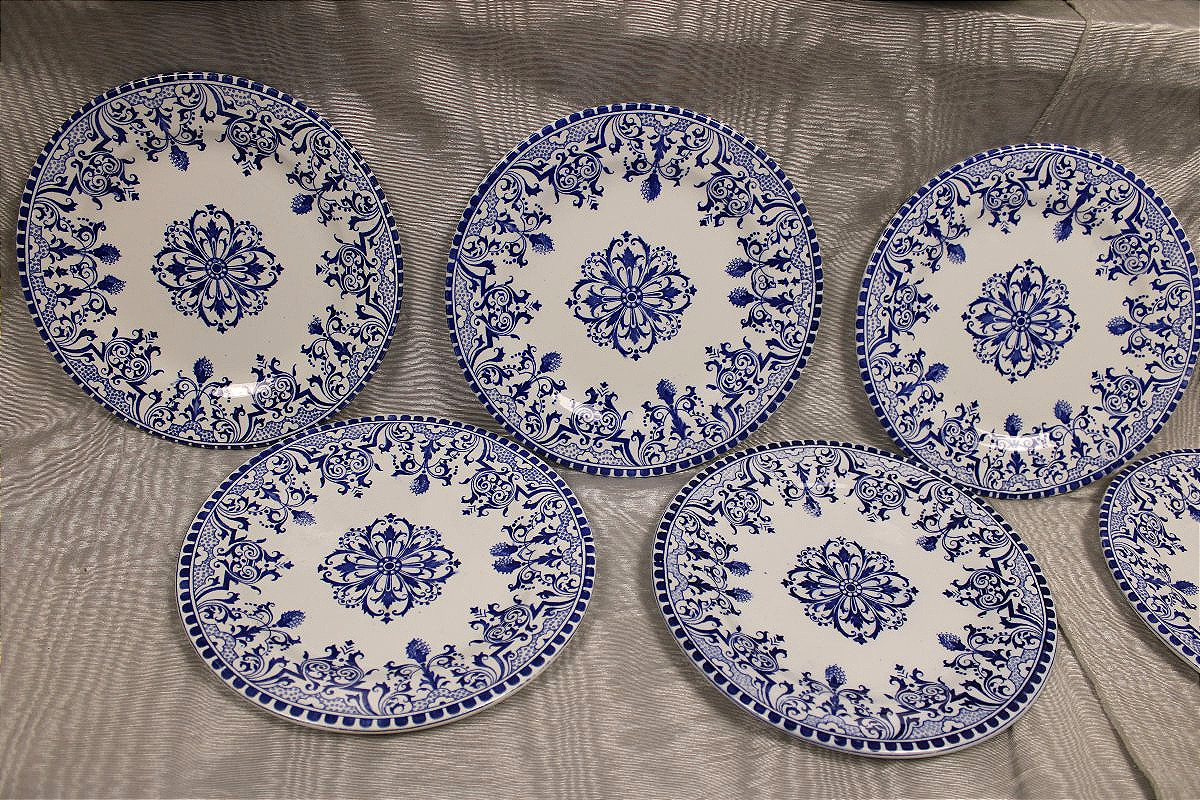 Partie de service de table en faïence de Gien décor de Rouen aux lambrequins époque 19ème-photo-4