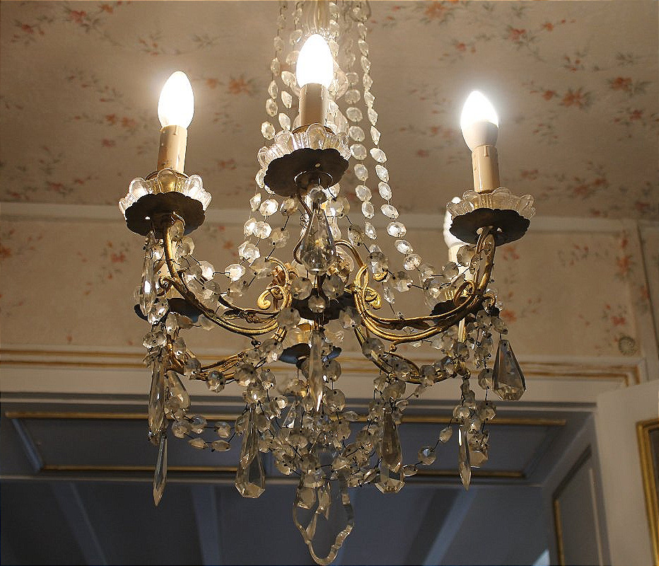 6-light Bronze Chandelier With Pendants -photo-2