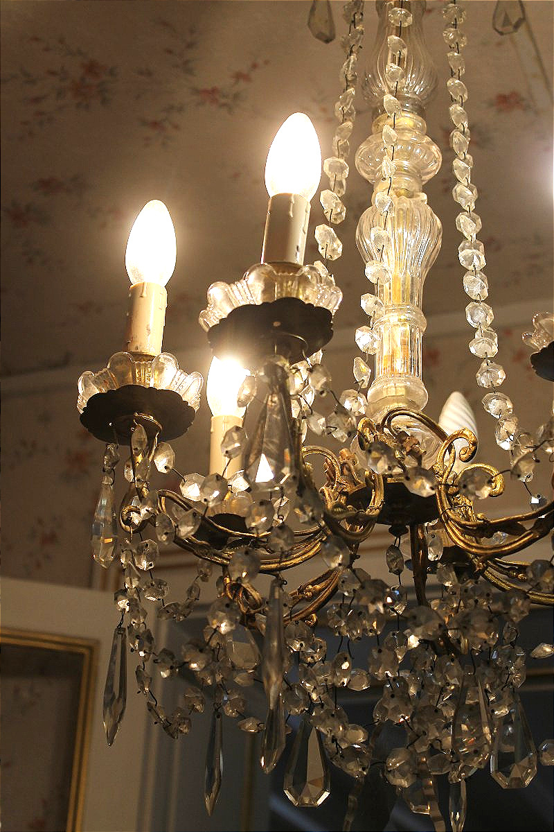 6-light Bronze Chandelier With Pendants -photo-1