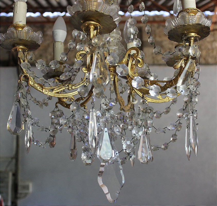 6-light Bronze Chandelier With Pendants -photo-3