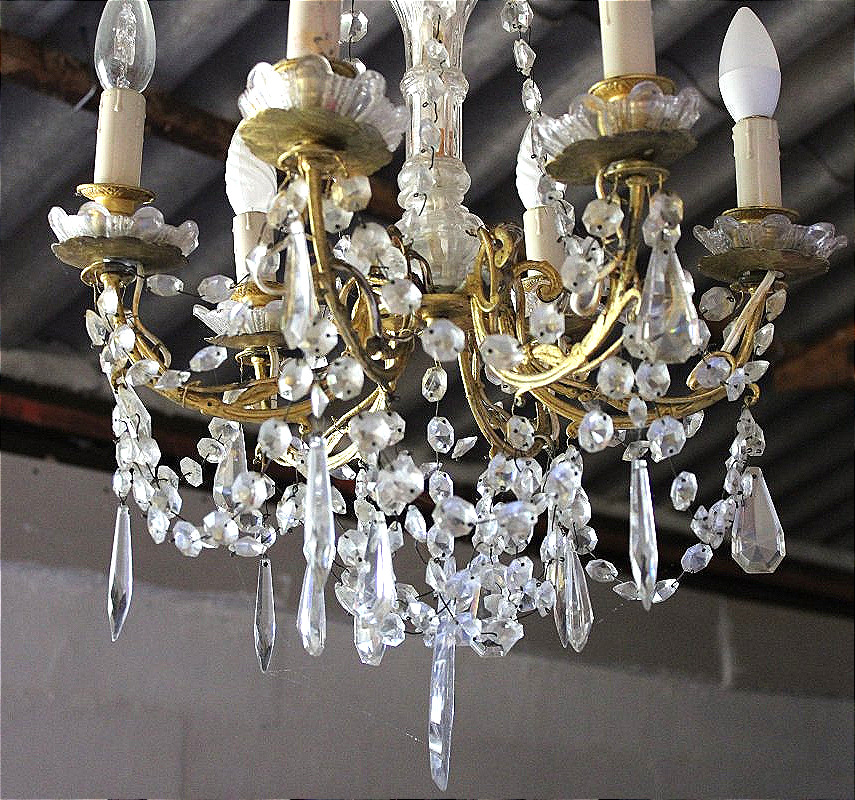 6-light Bronze Chandelier With Pendants -photo-4
