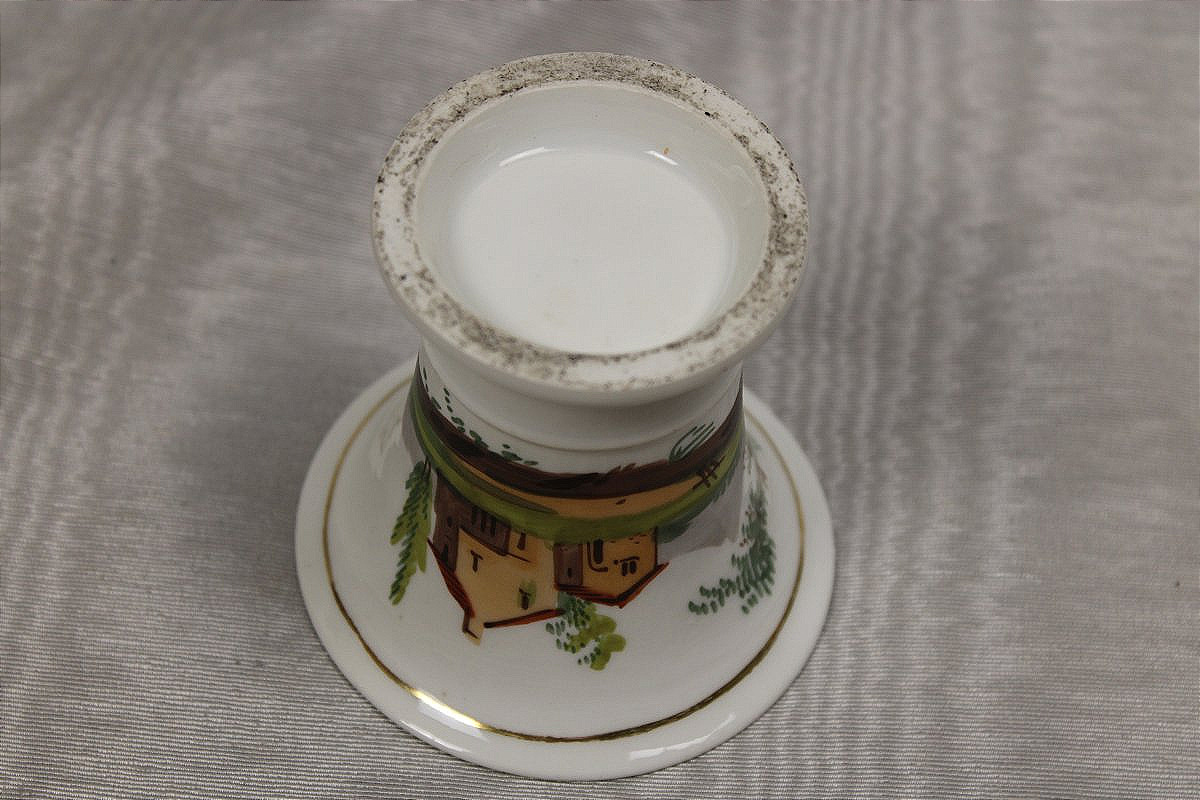 Early 19th-century Empire-style Paris Porcelain Jasmine Or Cone-shaped Vase With Landscape Decoration-photo-4