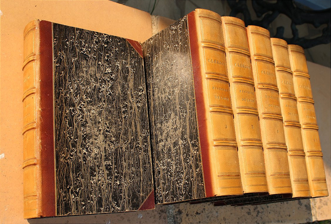 Histoire de Lyon par P. Clerion en 6 tomes avec 54 planches HT reliure dos cuir édition de 1829-photo-1