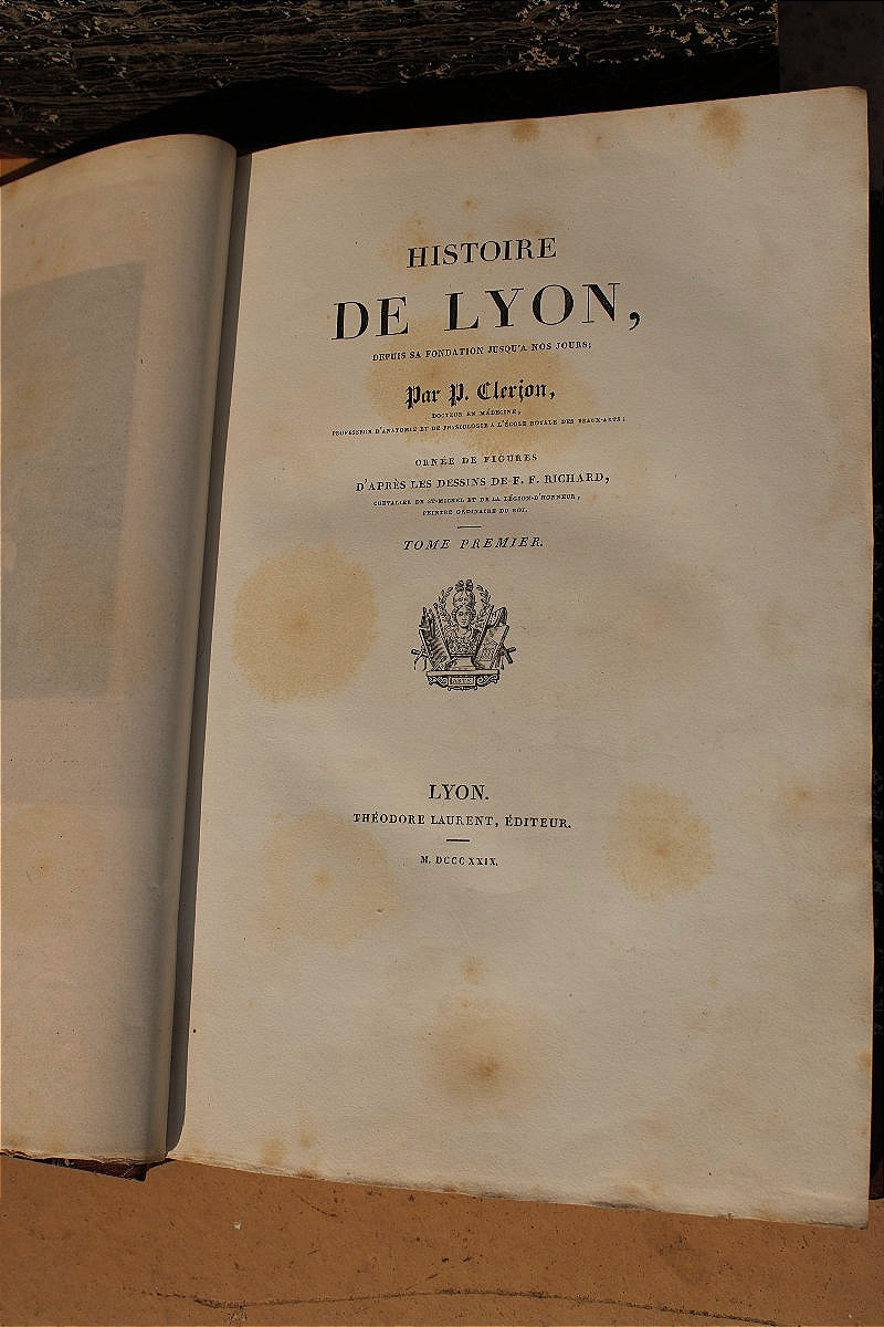 Histoire de Lyon par P. Clerion en 6 tomes avec 54 planches HT reliure dos cuir édition de 1829-photo-2